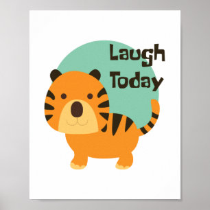 Laugh i dag Kawaii söt baby-orange Poster