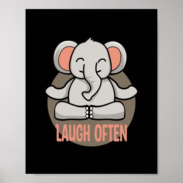 Laugh Kawaii baby elefant som gör yoga Poster (Framsidan)