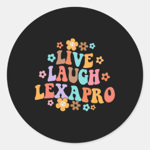 Laugh Lexapro Groovy Mental Health Therapist Anxie Runt Klistermärke