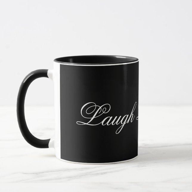 Laugh Live Kärlek Black and White Mugg (Vänster)