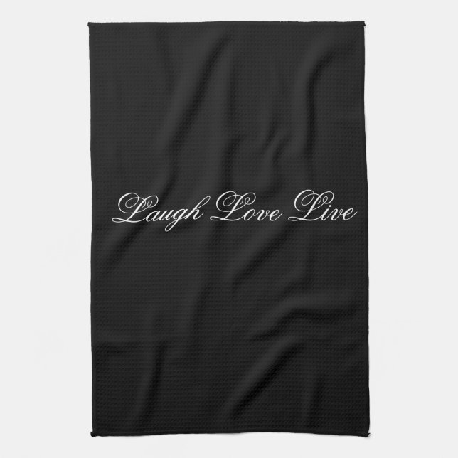 Laugh Live Kärlek Designer Black Tea-Towel Kökshandduk (Vertikal)