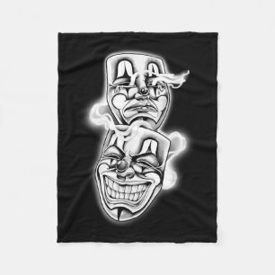 Laugh Now Gråt Senare Chicano Tattoo Flash Fleecefilt