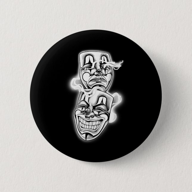 Laugh Now Gråt Senare Chicano Tattoo Flash Knapp (Framsida)
