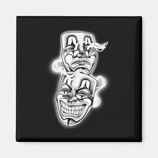 Laugh Now Gråt Senare Chicano Tattoo Flash Magnet (Framsidan)
