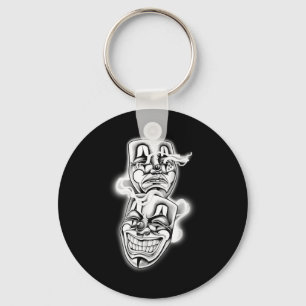 Laugh Now Gråt Senare Chicano Tattoo Flash Nyckelring