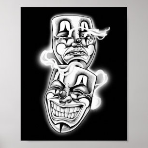 Laugh Now Gråt Senare Chicano Tattoo Flash Poster