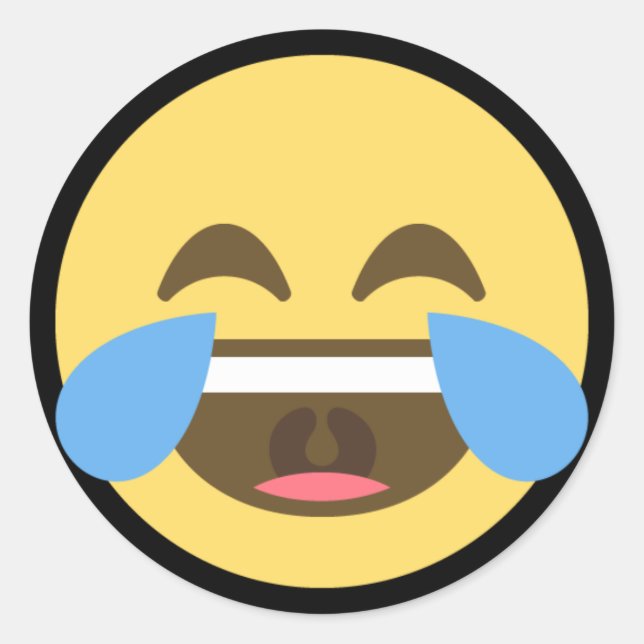 Laugh och Gråt Emoji Runt Klistermärke (Framsida)
