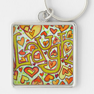 Laugh Ord Glitter Art Painting Keychain (färgning  Fyrkantig Silverfärgad Nyckelring
