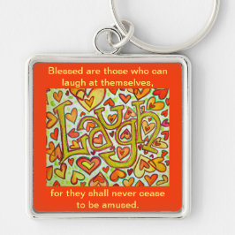 Laugh Ord Quote Glitter Art Painting Keychain (fär Fyrkantig Silverfärgad Nyckelring