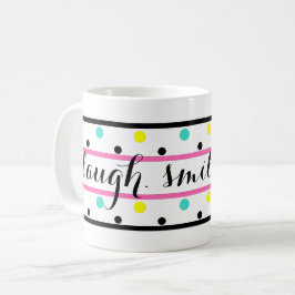 Laugh Rosa Blue Gult Polka dots Kaffemugg