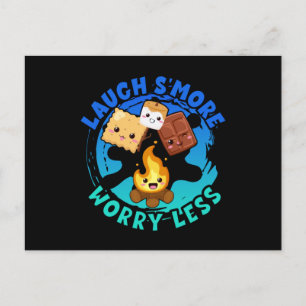 Laugh Smore Worry Less Less Cute Kids Boys Camping Vykort