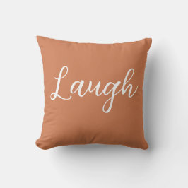 Laugh Throw Pillow Copper Orange White Kudde
