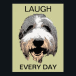 Laugh Varje dag Poster pop Art<br><div class="desc">med en böjd Collie Pop Art-design av den "döende Hund" genom pawsforamoment. Modellen är konstnärens egen skäggiga kollie. "Laugh Varje dag"</div>
