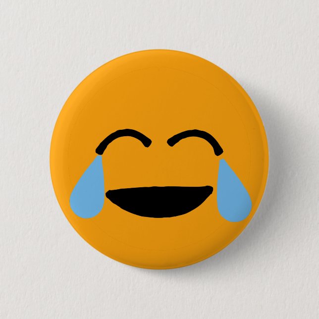 Laughing Ansikte Funny Orange Emoticon Emojii Knapp (Framsida)