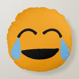Laughing Ansikte Funny Orange Emoticon Emojii Rund Kudde