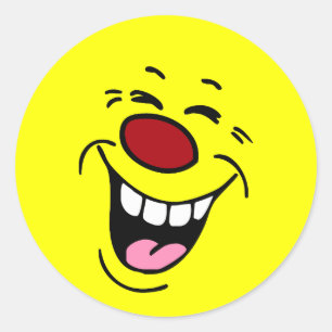 Laughing Ansikte Grumpey Runt Klistermärke