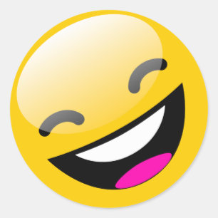 LAUGHING ANSIKTE RUNT KLISTERMÄRKE