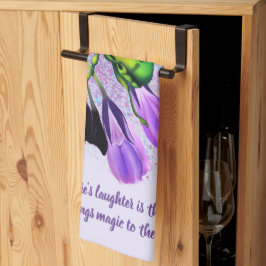 Laughing Baby Pixie Riding a Beetle Kökshandduk