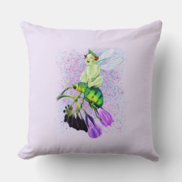 Laughing Baby Pixie Riding a Beetle Kudde