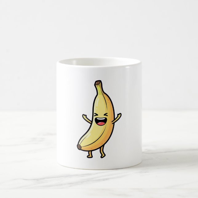 Laughing Banana – Cute Kawaii Illustration Kaffemugg (Center)