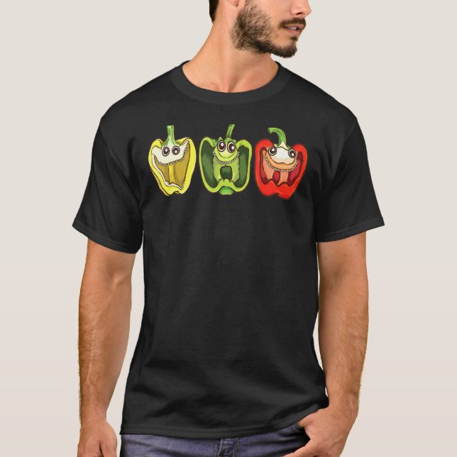 Laughing Bell Peppers Gardener Humor  T Shirt (Framsida)