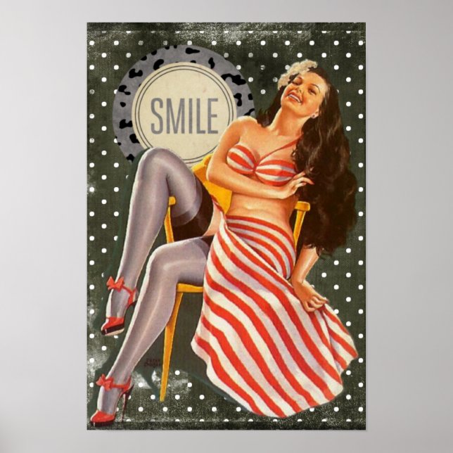 Laughing Brunette Pin-up Girl Poster (Framsidan)