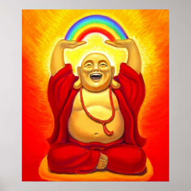 Laughing Buddha Andlig Art Poster (Framsidan)