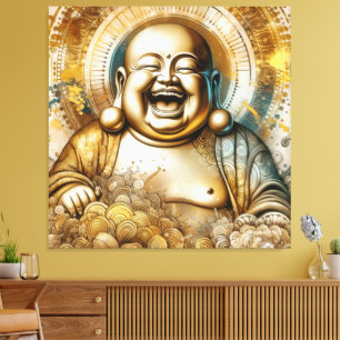 Laughing Buddha Canvastryck