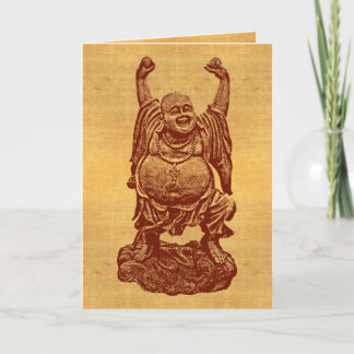 Laughing Buddha + din text! (mörk röd på papper) Kort
