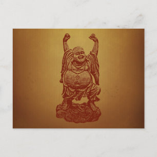 Laughing Buddha (mörk röd) Vykort