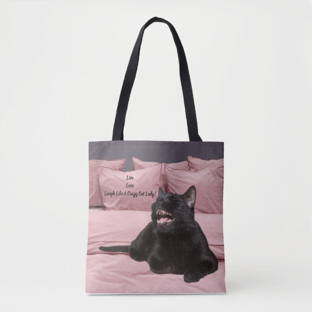 Laughing Cat Tote Bag Tygkasse (Framsida)