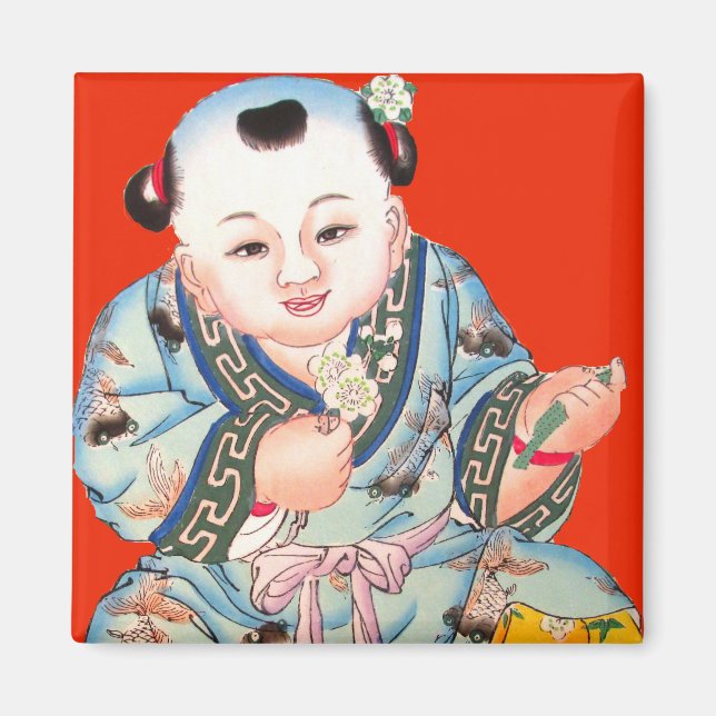 Laughing Chinese New Year Lycka till Buddha Magnet (Framsidan)