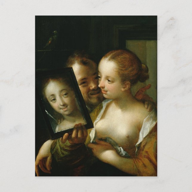 Laughing Couple med spegel, 1596 Vykort (Framsida)