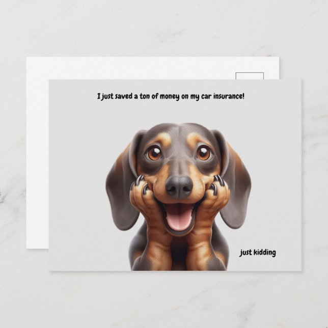 Laughing Dachshund-vykort Helg Vykort (Fram/baksida)