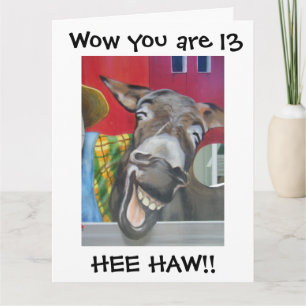 "LAUGHING DONKEY HÄLSNING" FÖR 13:e BIRTHDAY Card Kort