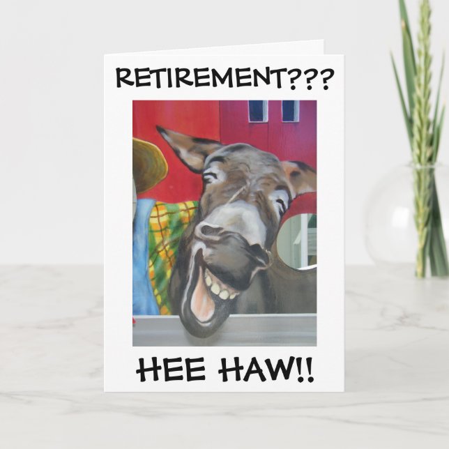"LAUGHING DONKEY HÄLSNING" FÖR PENSION! KORT (Framsida)