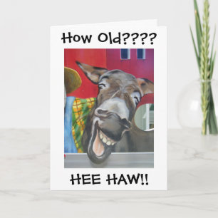 "LAUGHING DONKEY HÄLSNING" ÖVER BACKE HUMOR KORT