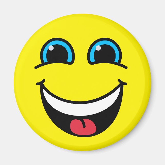Laughing Emoji Ansikte Gult Magnet (Framsidan)