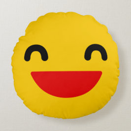 Laughing Emoji Cute Round Pillow Rund Kudde