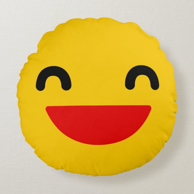 Laughing Emoji Cute Round Pillow Rund Kudde (Framsidan)