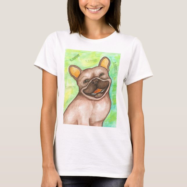 Laughing French Bulldog tee shirt (Framsida)