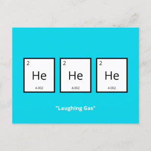 Laughing Gas Helium Humous Science Pun Holida Helg Vykort