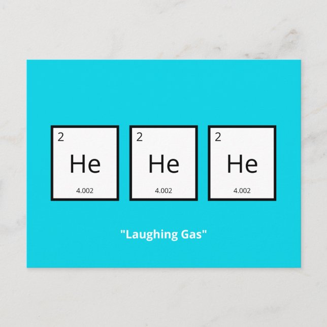 Laughing Gas Helium | Humous Science Pun Holida Helg Vykort (Framsida)
