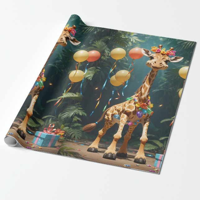 Laughing Giraffe with Gifts | Papper radbrytning Presentpapper (Utrullad)