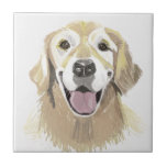 Laughing Golden Retriever Kakelplatta<br><div class="desc">Den keramiska plattan bär porträtt från en av de mest populära raserna hundar och Golden Retriever. De är vackra hundar och gör underbara lojala husdjur. De har en lycklig-ställning,  och i mitt porträtt verkar hund skrattas eller le. En idealisk gåva och perfekt som underlägg för ett kaffe bord.</div>