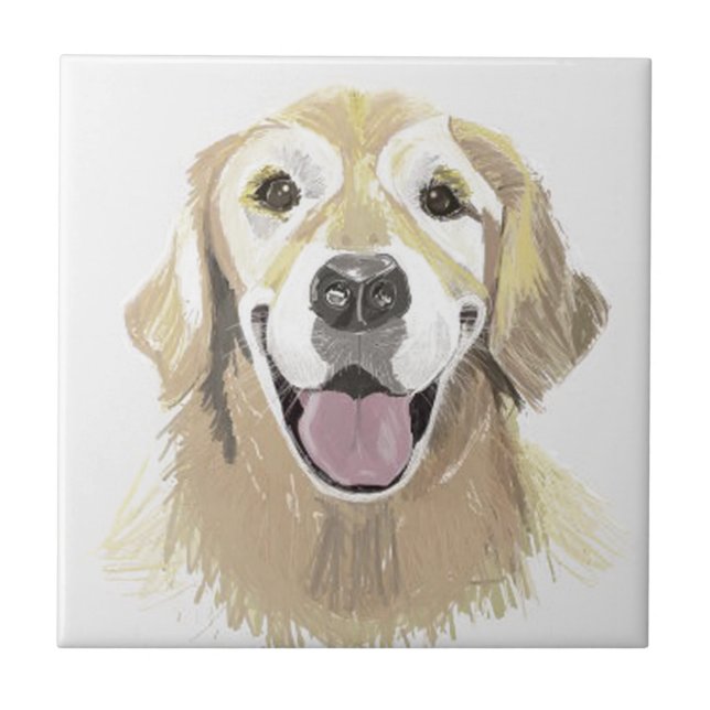 Laughing Golden Retriever Kakelplatta (Framsidan)
