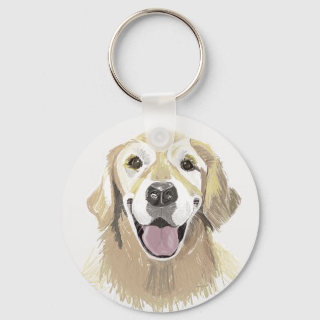 Laughing Golden Retriever Nyckelring (Framsida)