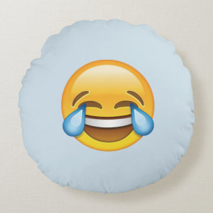 Laughing Gråtande Tårar av Joy emoji Rund Kudde