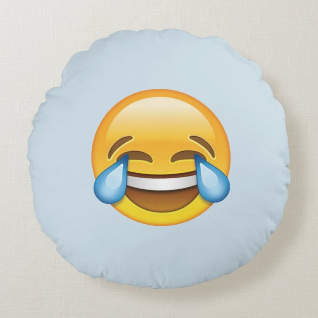 Laughing Gråtande Tårar av Joy emoji Rund Kudde (Framsidan)