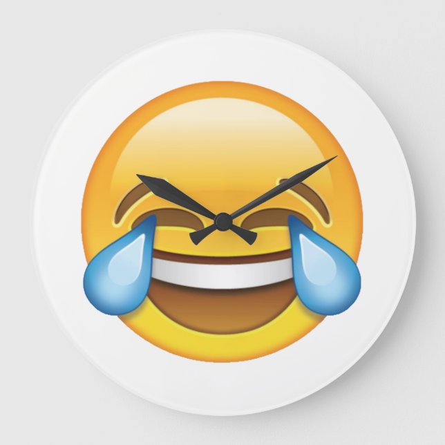 Laughing Gråtande Tårar av Joy emoji Stor Klocka (Framsida)